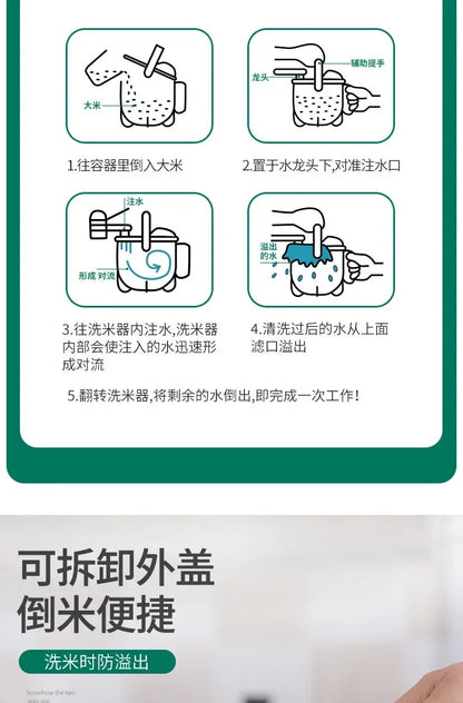 Kitchen Free Hand Washing Washing Rice Washing Vegetables Fruit and Vegetable Drain Basket Plastic Counter Flow Rice Washer