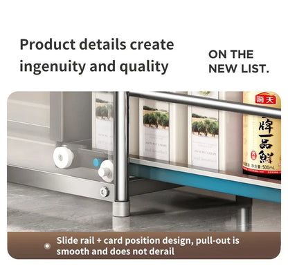 Kitchen Spice Organizer Kitchen Pull Out Seasoning Drawer Rack Countertop Dustproof Cup Storage Rack Multipurpose Spice Cabinet