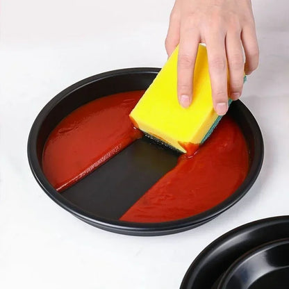 Kitchen Pizza Mould Pan Carbon Steel ware Baking Pan Round Pizza Tray Round Baking Tray Heat-resistant for Home Pie Tins Black