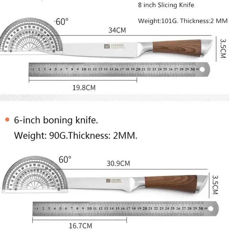 Kitchen Knives Set chef knives sets Stainless Steel Kitchen Knives Scissors Sharpener Chef Slicer Paring Bread Utility Knife