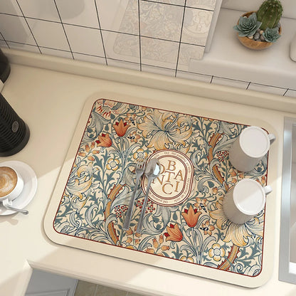 Kitchen drainage diite mat for home dining table absorbent mat tableware no-wash dining table coffee mat bowl plate drying mat