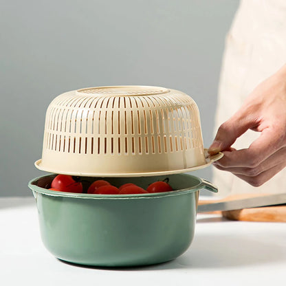 Kitchen Fruit Tray Removable Double Layer Fruit Vegetable Basin Draining Basket Creative Household Washing Basket Kitchen Tool