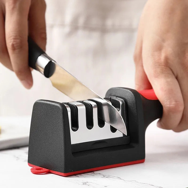 Kitchen 3/4-Segment Knife Sharpener Household Multi-Functional Hand-Held 3/4-Purpose Black Sharpening Stone