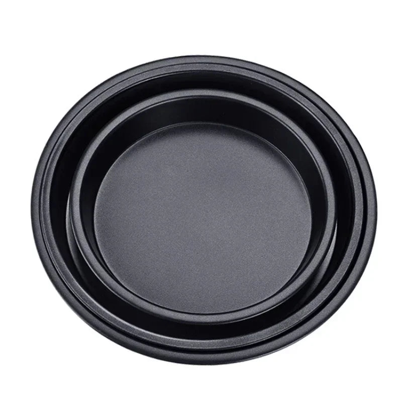 Kitchen Pizza Mould Pan Carbon Steel ware Baking Pan Round Pizza Tray Round Baking Tray Heat-resistant for Home Pie Tins Black