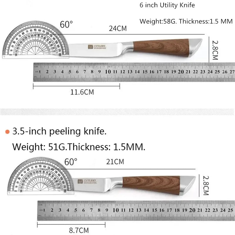 Kitchen Knives Set chef knives sets Stainless Steel Kitchen Knives Scissors Sharpener Chef Slicer Paring Bread Utility Knife