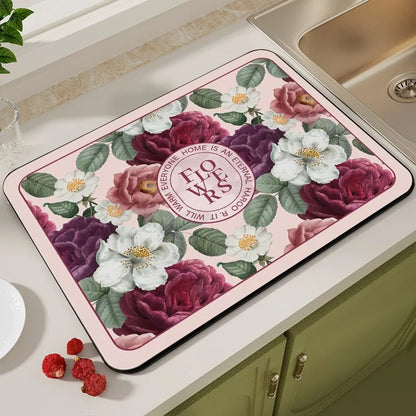 Kitchen drainage diite mat for home dining table absorbent mat tableware no-wash dining table coffee mat bowl plate drying mat