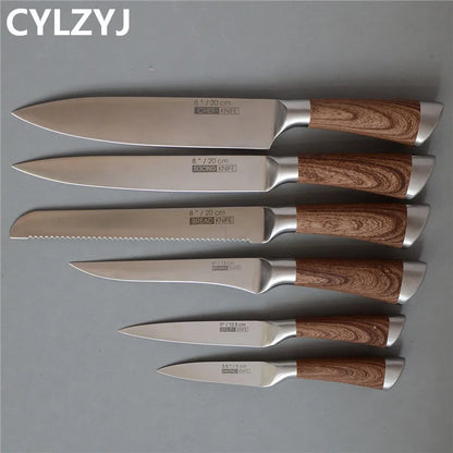 Kitchen Knives Set chef knives sets Stainless Steel Kitchen Knives Scissors Sharpener Chef Slicer Paring Bread Utility Knife
