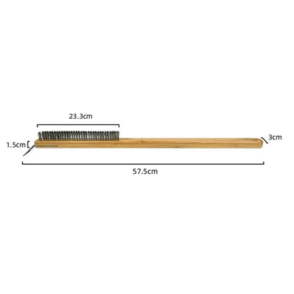 Kitchen Pizza Oven Copper Brush Wood Handle Bristle Brass Grill Cleaning Small Brush For Oven Cleaner