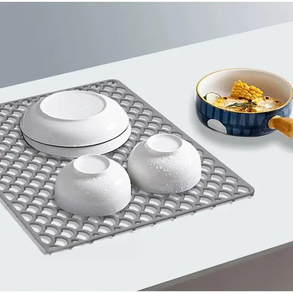 Kitchen Silicone Sink Protector Mat Foldable Anti Slip Tableware Drainage Drying Mats Household Multi Functional Desk Pad