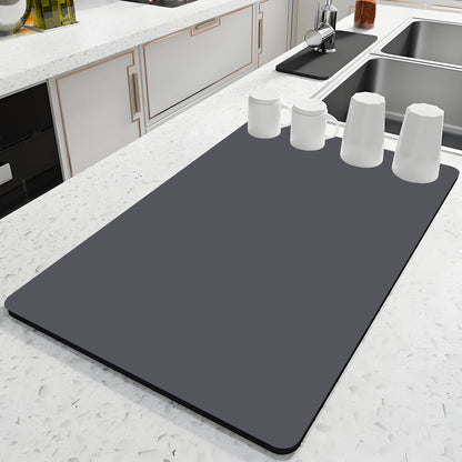 Kitchen Counter Bowl and Plate Drying Pad, with Anti-slip Rubber Back Plate, Heat-resistant, Grey, Suitable for Bowls and Cups
