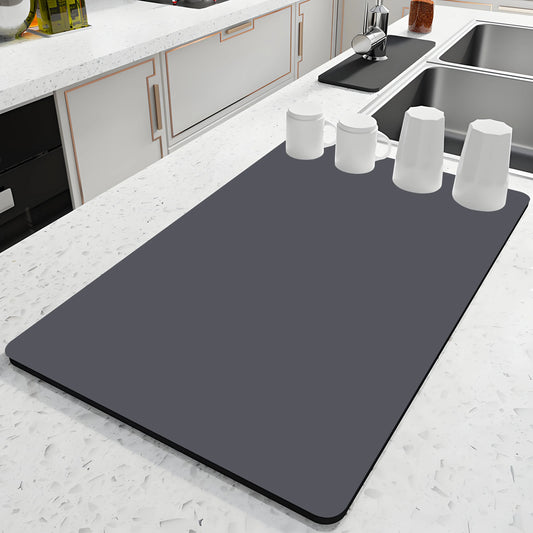 Kitchen Counter Bowl and Plate Drying Pad, with Anti-slip Rubber Back Plate, Heat-resistant, Grey, Suitable for Bowls and Cups