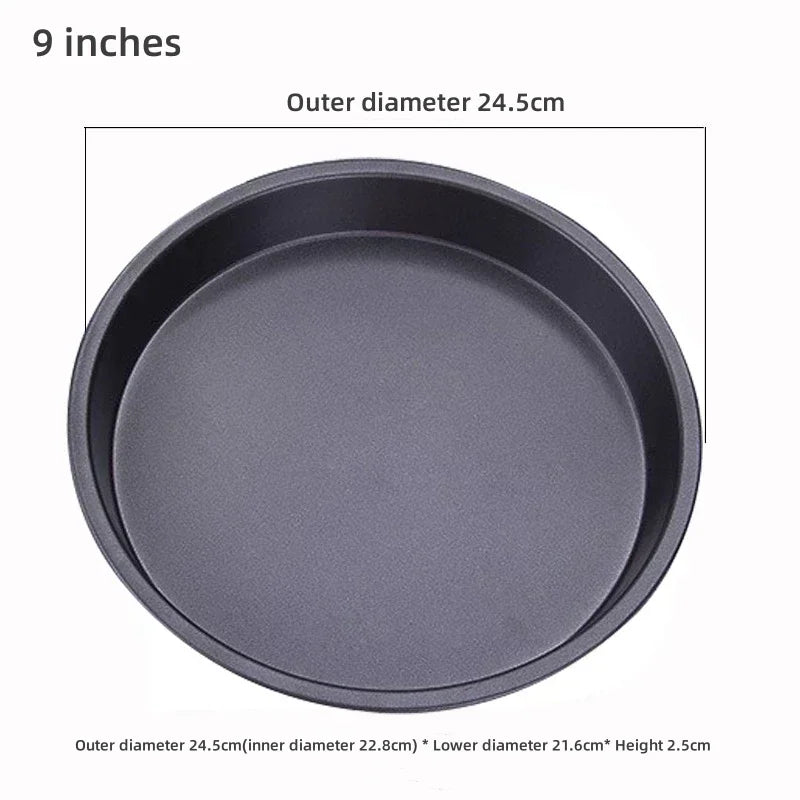 Kitchen Pizza Mould Pan Carbon Steel ware Baking Pan Round Pizza Tray Round Baking Tray Heat-resistant for Home Pie Tins Black