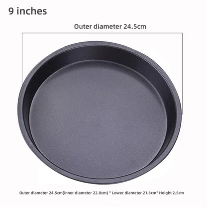 Kitchen Pizza Mould Pan Carbon Steel ware Baking Pan Round Pizza Tray Round Baking Tray Heat-resistant for Home Pie Tins Black