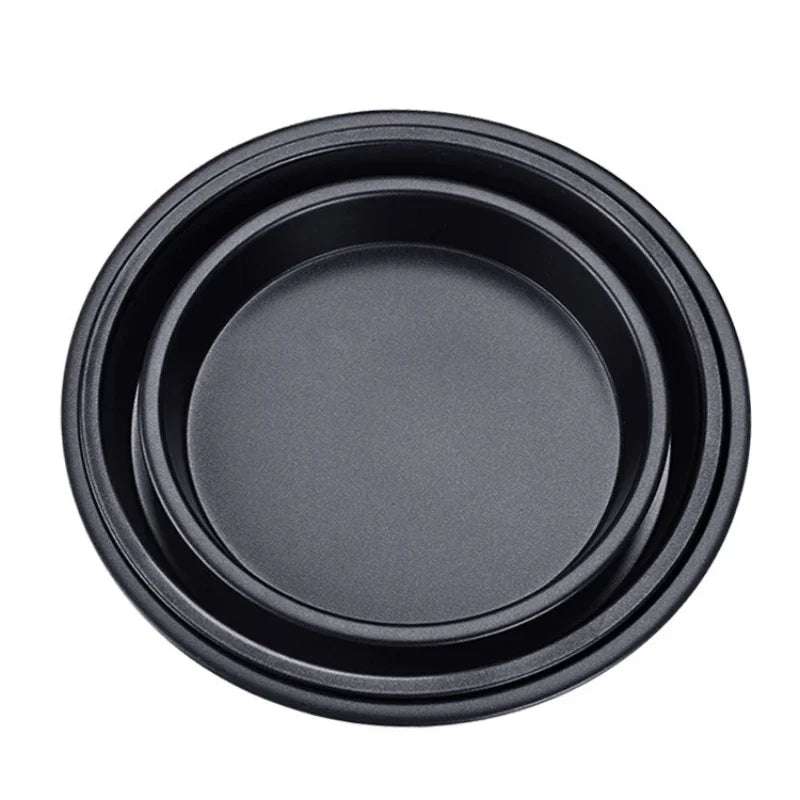 Kitchen Pizza Mould Pan Carbon Steel ware Baking Pan Round Pizza Tray Round Baking Tray Heat-resistant for Home Pie Tins Black