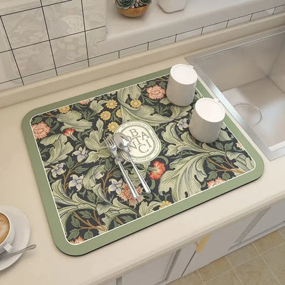 Kitchen drainage diite mat for home dining table absorbent mat tableware no-wash dining table coffee mat bowl plate drying mat