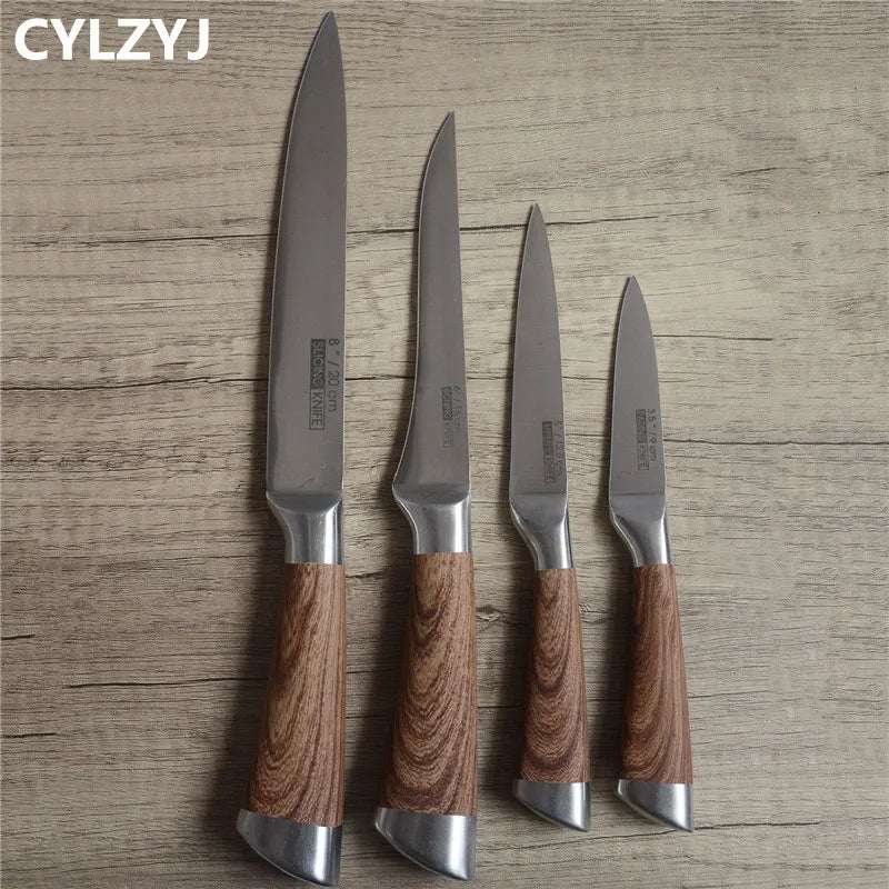 Kitchen Knives Set chef knives sets Stainless Steel Kitchen Knives Scissors Sharpener Chef Slicer Paring Bread Utility Knife