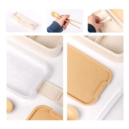 Kitchen 750ml Microwave Lunch Box Wheat Straw Dinnerware Food Storage Container Children Kids School Office Portable Bento Box
