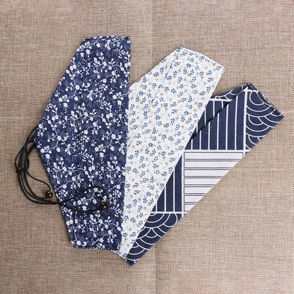 Kitchen Cutlery Set Japanese Style Portable Spoon Fork Chopsticks  Cloth Bag Wooden Natural