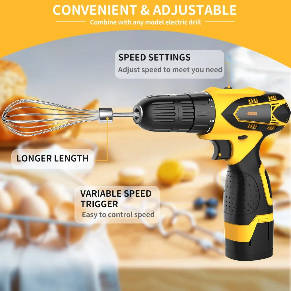Kitchen Stainless Steel Egg Beater mixer for egg Baking kitchen accessories Cream Butter Whisk Mixer Suitable For Electric Drill