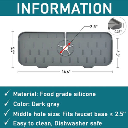 Kitchen Silicone Faucet Absorbent Mat Sink Splash Catcher Countertop Protector Mat Draining Pad for Bathroom Kitchen Gadgets