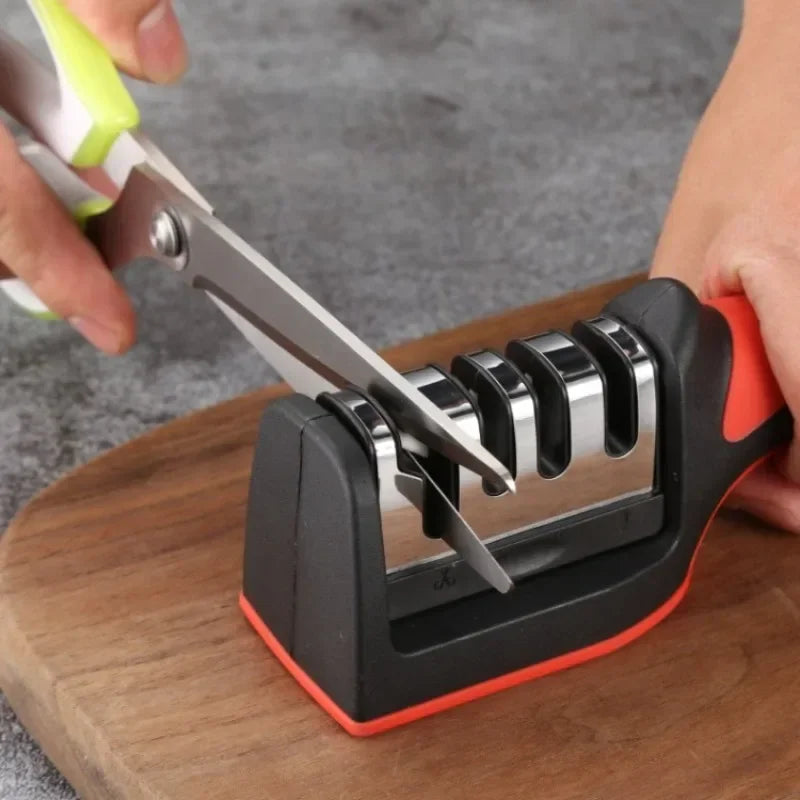 Kitchen 3-Segment Knife Sharpener Household Multi-Functional Hand-Held Three-Purpose Black Sharpening Stone Kitchen Artifacts