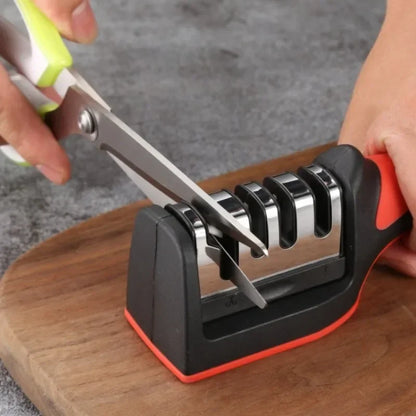 Kitchen 3-Segment Knife Sharpener Household Multi-Functional Hand-Held Three-Purpose Black Sharpening Stone Kitchen Artifacts