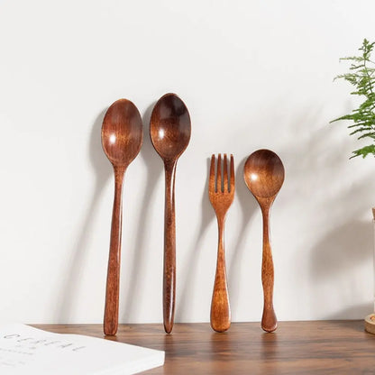 Non Scratch Ice Cream Kitchen For Soup Cooking Teaspoon Tableware Coffee Spoon Wooden Spoon Stirring Spoon Fork