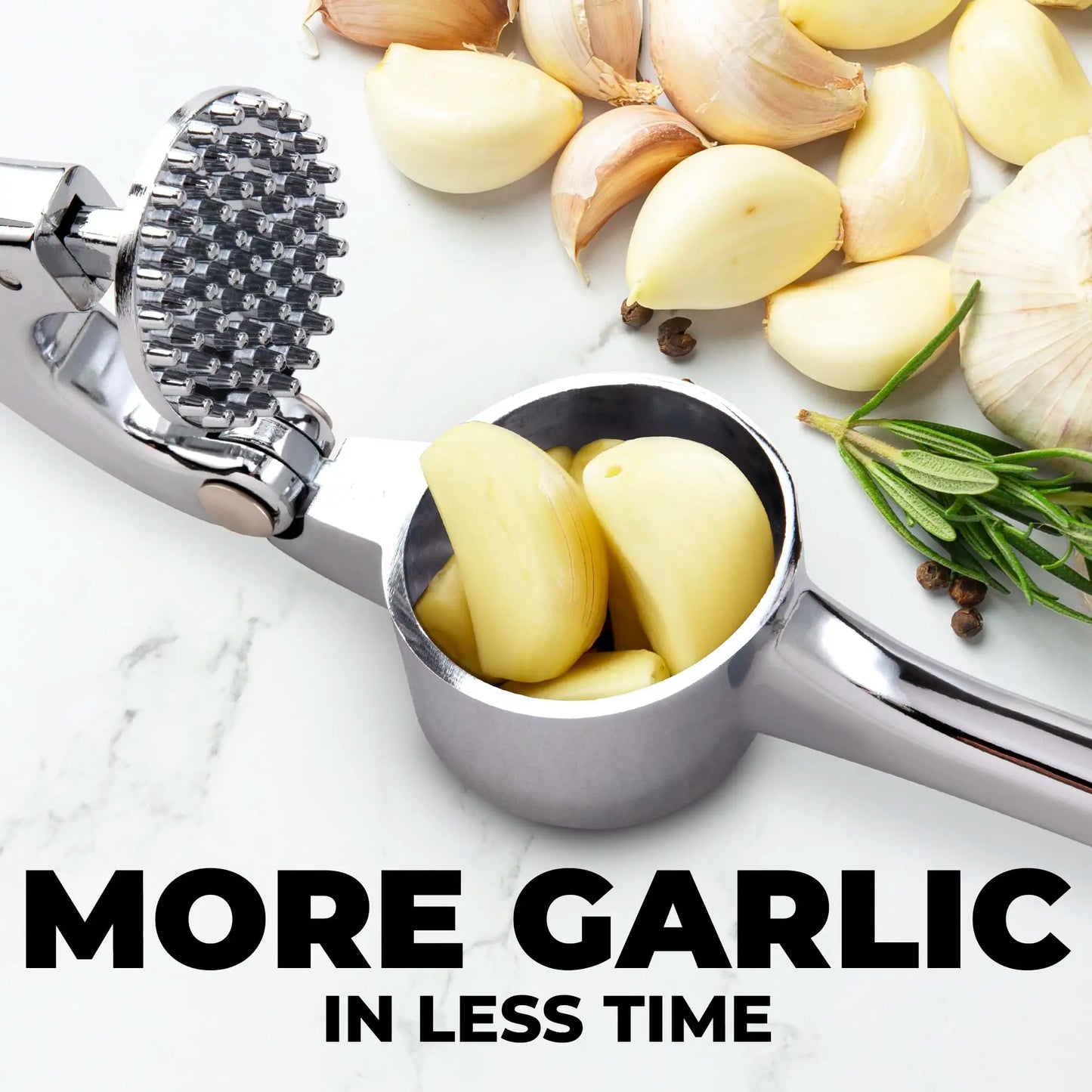 Kitchen Large Premium Garlic Press Set - Bigger Bowl for Bigger Garlic - Rust Proof & Dishwasher Safe Garlic Mincer Tool