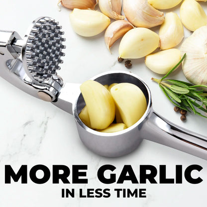 Kitchen Large Premium Garlic Press Set - Bigger Bowl for Bigger Garlic - Rust Proof & Dishwasher Safe Garlic Mincer Tool