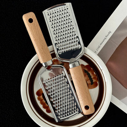 1PC Kitchen Gadgets: Wooden Handle Grater, Small Kitchenware, Stainless Steel Baking Utensils