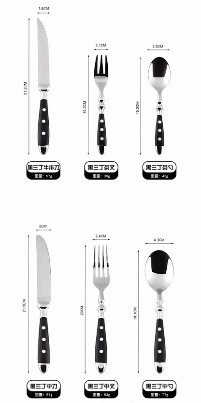 Hotel Western Cutlery Set Stainless Steel Complete Tableware Fork Spoon Knife Full Service Dish Dining Wooden Handle Kitchen