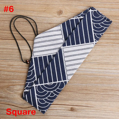 Kitchen Cutlery Set Japanese Style Portable Spoon Fork Chopsticks  Cloth Bag Wooden Natural