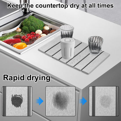 Kitchen Drying Mat Foldable Stone Dish Draining Mat Super Absorbent Mat Quick Dry Stone Drain Pad Kitchen Faucet Placemats
