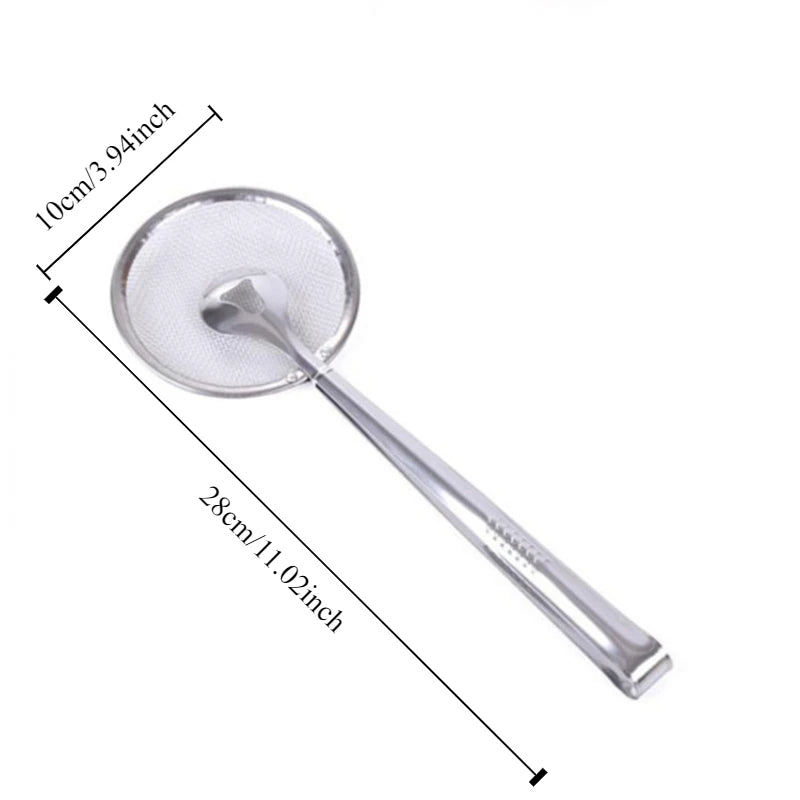 Kitchen tools: stainless steel strainer, oil scoop, fried food scoop, oil scoop, tofu powder sieve, filter screen, food oil clip