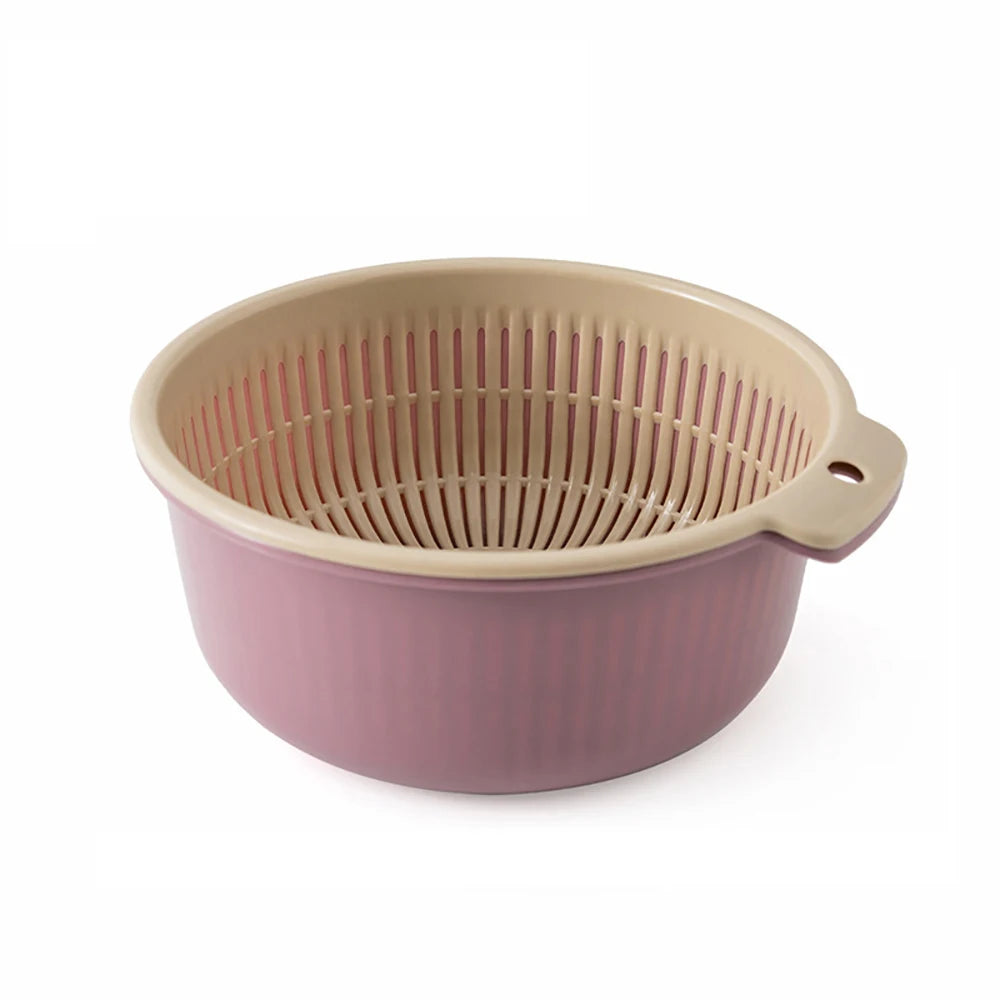 Kitchen Fruit Tray Removable Double Layer Fruit Vegetable Basin Draining Basket Creative Household Washing Basket Kitchen Tool