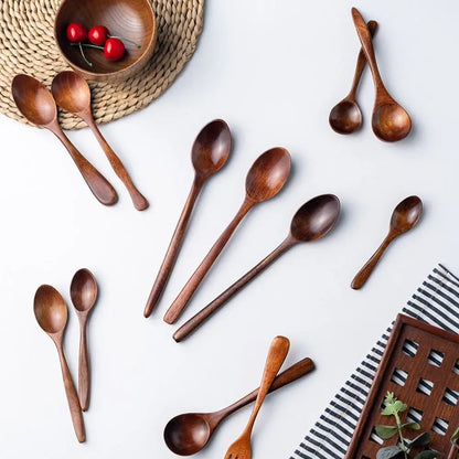 Non Scratch Ice Cream Kitchen For Soup Cooking Teaspoon Tableware Coffee Spoon Wooden Spoon Stirring Spoon Fork