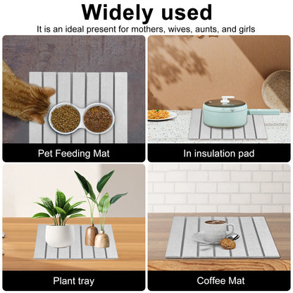 Kitchen Drying Mat Foldable Stone Dish Draining Mat Super Absorbent Mat Quick Dry Stone Drain Pad Kitchen Faucet Placemats