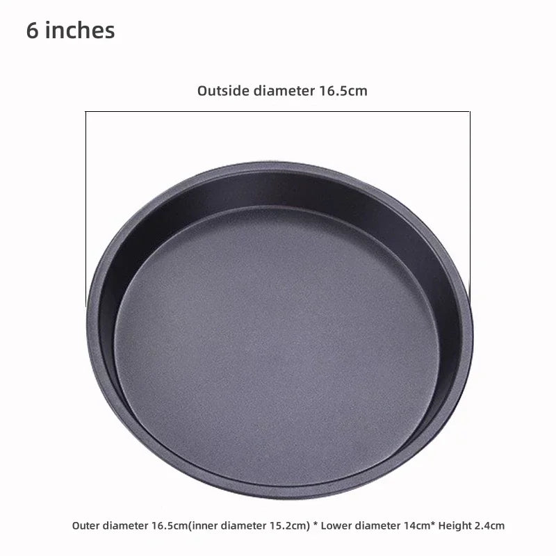 Kitchen Pizza Mould Pan Carbon Steel ware Baking Pan Round Pizza Tray Round Baking Tray Heat-resistant for Home Pie Tins Black