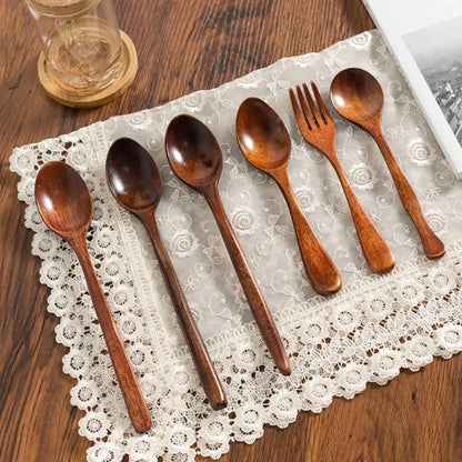 Non Scratch Ice Cream Kitchen For Soup Cooking Teaspoon Tableware Coffee Spoon Wooden Spoon Stirring Spoon Fork