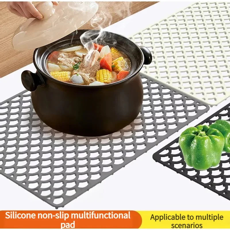 Kitchen Silicone Sink Protector Mat Foldable Anti Slip Tableware Drainage Drying Mats Household Multi Functional Desk Pad