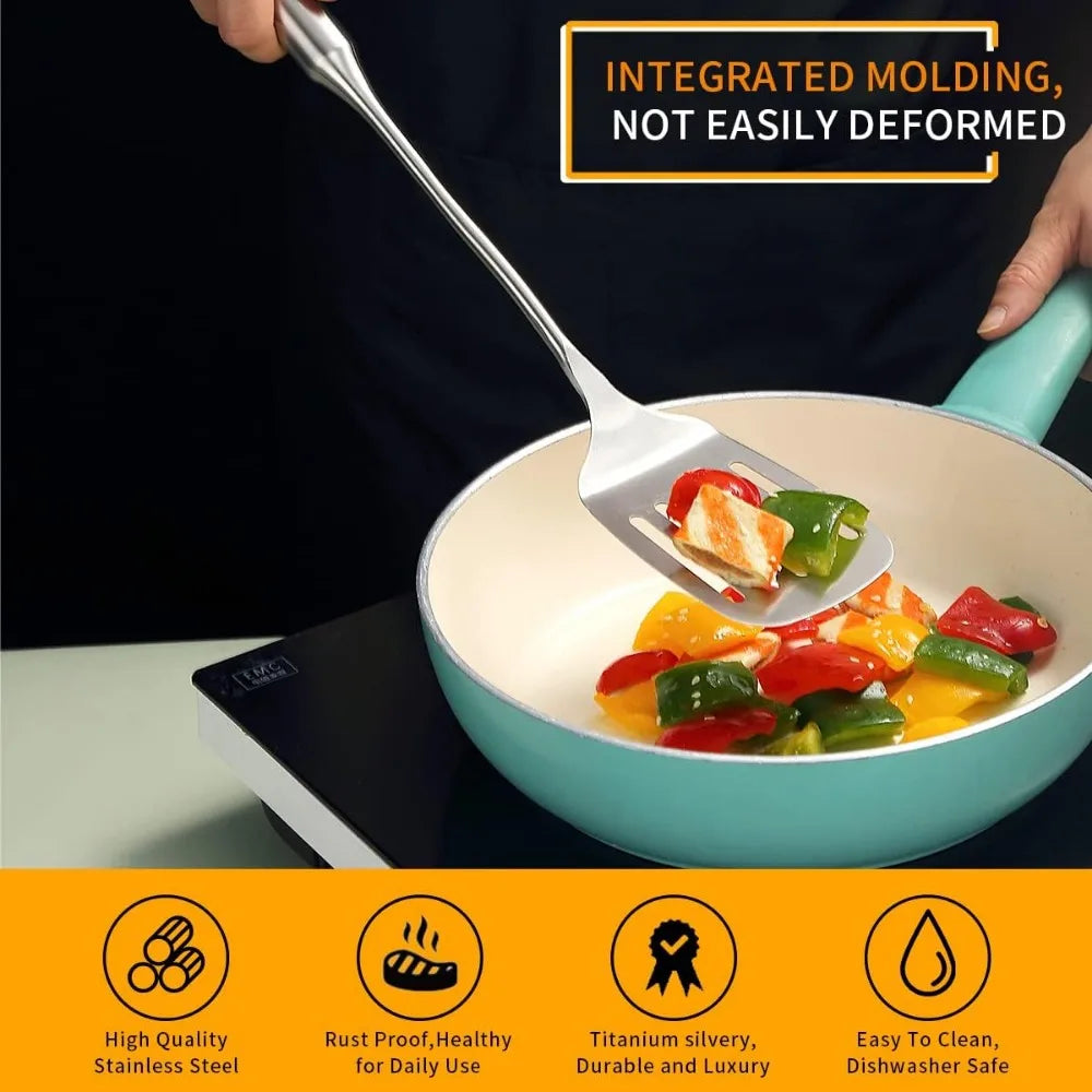 Stainless Steel Kitchen Shovel, Kitchen Spatula, Non Stick Cookware Can Be Cleaned in A Dishwasher, Easy To Clean Ideal Cookware