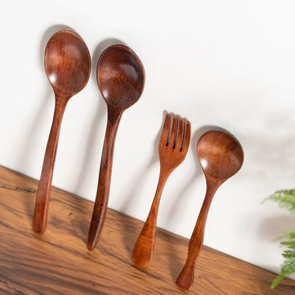Non Scratch Ice Cream Kitchen For Soup Cooking Teaspoon Tableware Coffee Spoon Wooden Spoon Stirring Spoon Fork