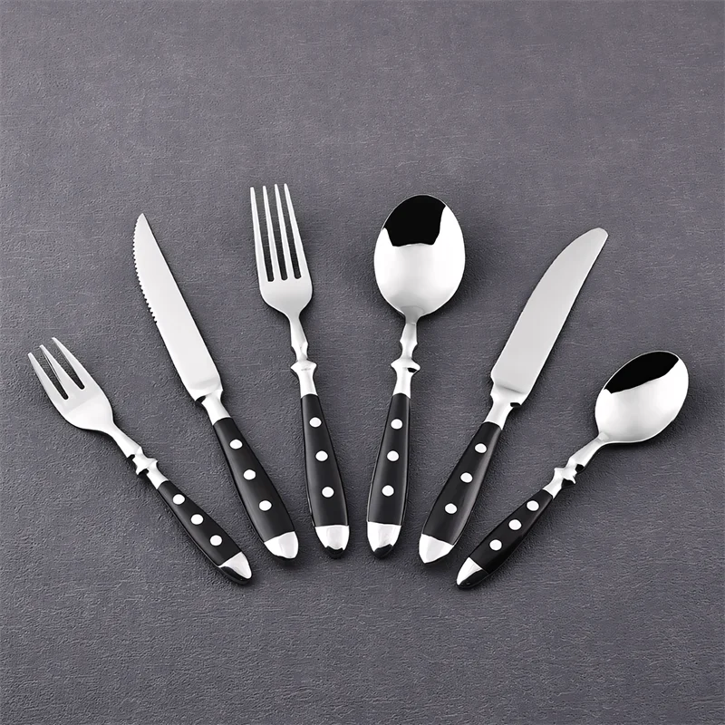Hotel Western Cutlery Set Stainless Steel Complete Tableware Fork Spoon Knife Full Service Dish Dining Wooden Handle Kitchen
