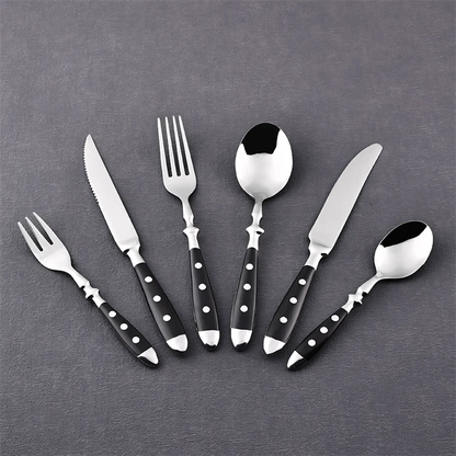 Hotel Western Cutlery Set Stainless Steel Complete Tableware Fork Spoon Knife Full Service Dish Dining Wooden Handle Kitchen