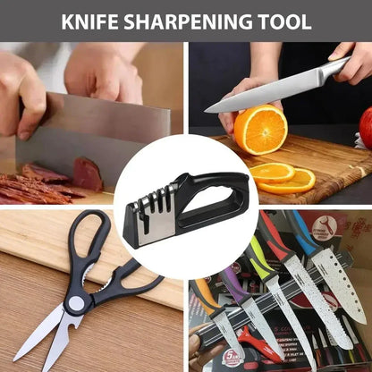Kitchen 4 Segment Knife Sharpener Portable Base Knife Sharpener Multifunctional Household Gadgets