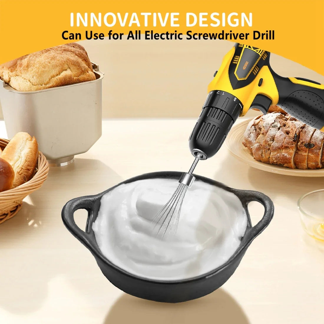 Kitchen Stainless Steel Egg Beater mixer for egg Baking kitchen accessories Cream Butter Whisk Mixer Suitable For Electric Drill
