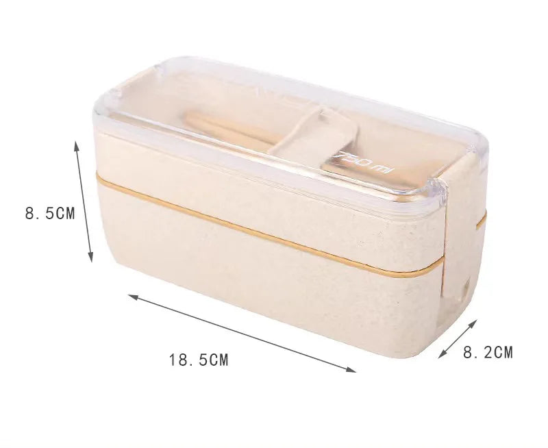 Kitchen 750ml Microwave Lunch Box Wheat Straw Dinnerware Food Storage Container Children Kids School Office Portable Bento Box