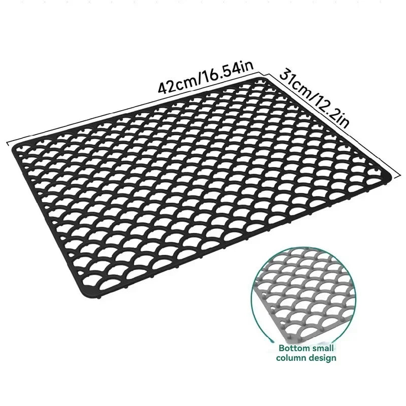 Kitchen Silicone Sink Protector Mat Foldable Anti Slip Tableware Drainage Drying Mats Household Multi Functional Desk Pad