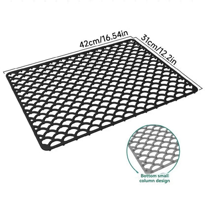 Kitchen Silicone Sink Protector Mat Foldable Anti Slip Tableware Drainage Drying Mats Household Multi Functional Desk Pad