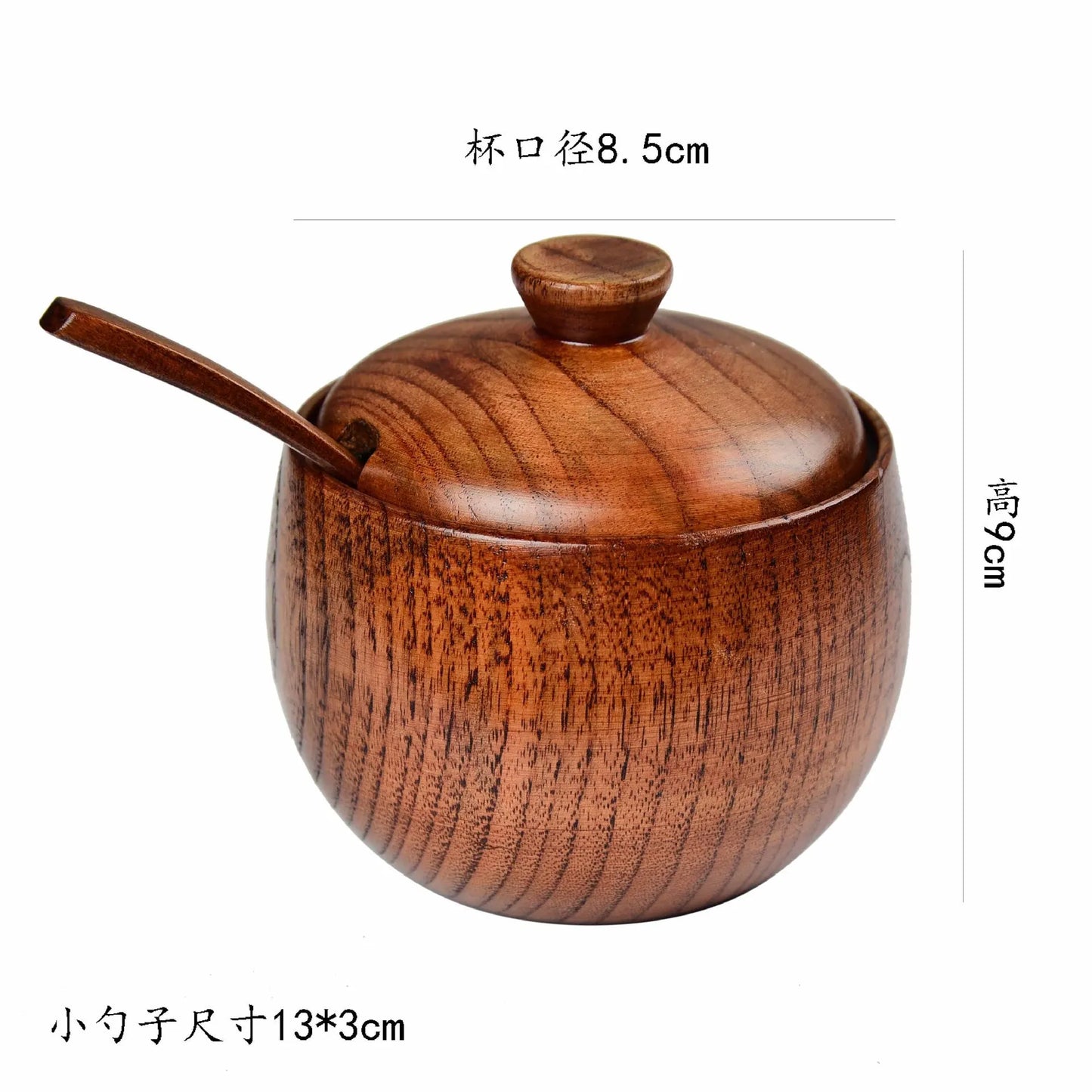 Kitchen Seasoning Jar Creative Retro Wooden Salt Pot Seasoning Storage Jar Spice Pot With Lid